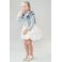 Le Chic spijkerjas met parels en ruches light blue denim