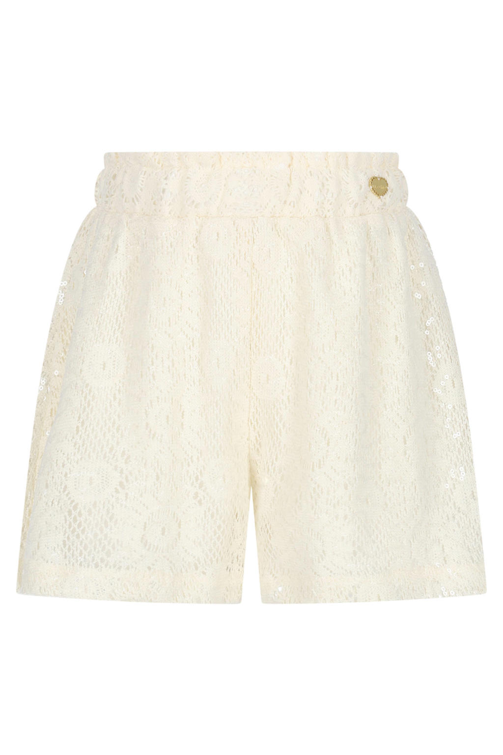 Witte meisjes Le Chic casual short van katoen met elastische tailleband