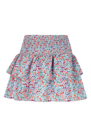 gebloemde strokenrok blauw
