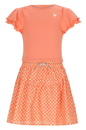 gebloemde midi jurk oranje