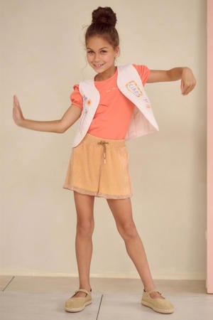 T-shirt met backprint oranje