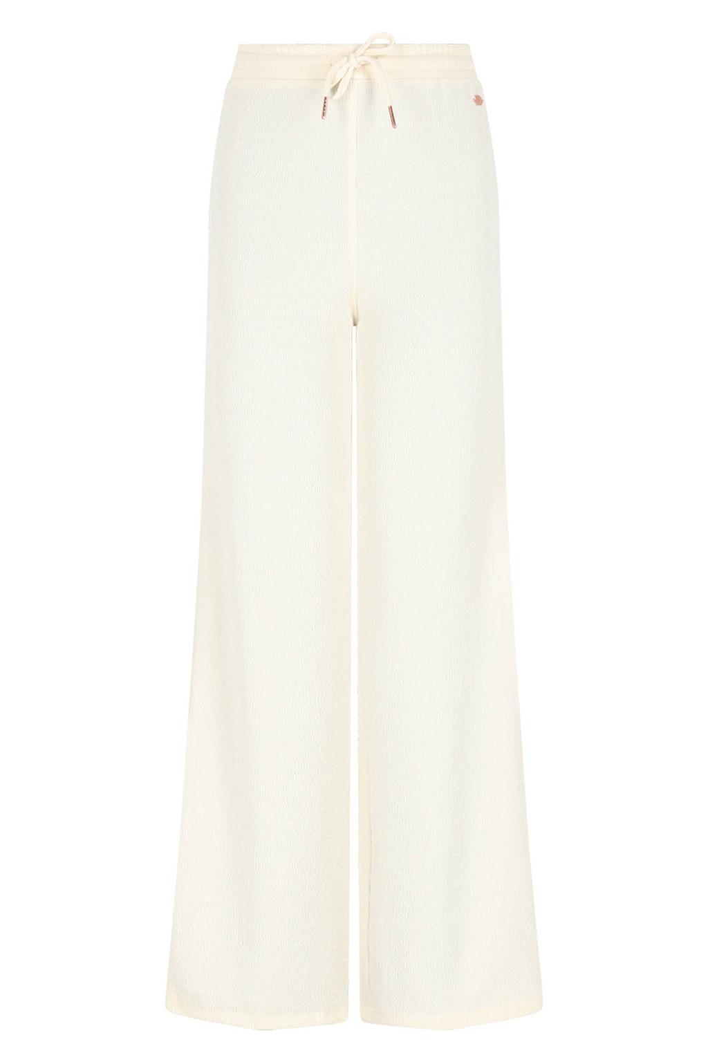 Witte meisjes NoBell’ regular casual broek van polyester met elastische tailleband met koord en effen