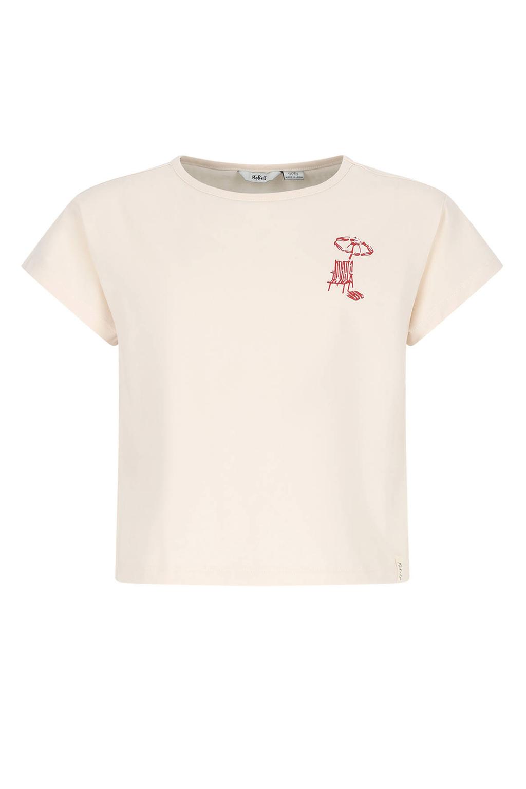 Witte meisjes NoBell’ T-shirt van stretchkatoen met backprint, korte mouwen en ronde hals