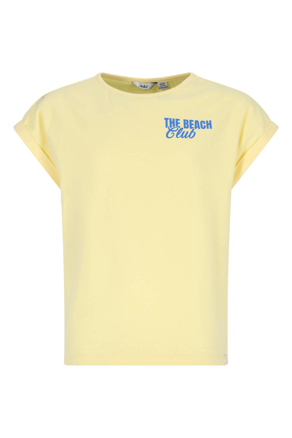 Lichtgele meisjes NoBell’ T-shirt van stretchkatoen met backprint, korte mouwen en ronde hals