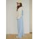 NoBell’ wide leg gestreepte casual broek lichtblauw