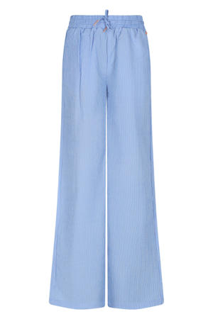 wide leg gestreepte casual broek lichtblauw