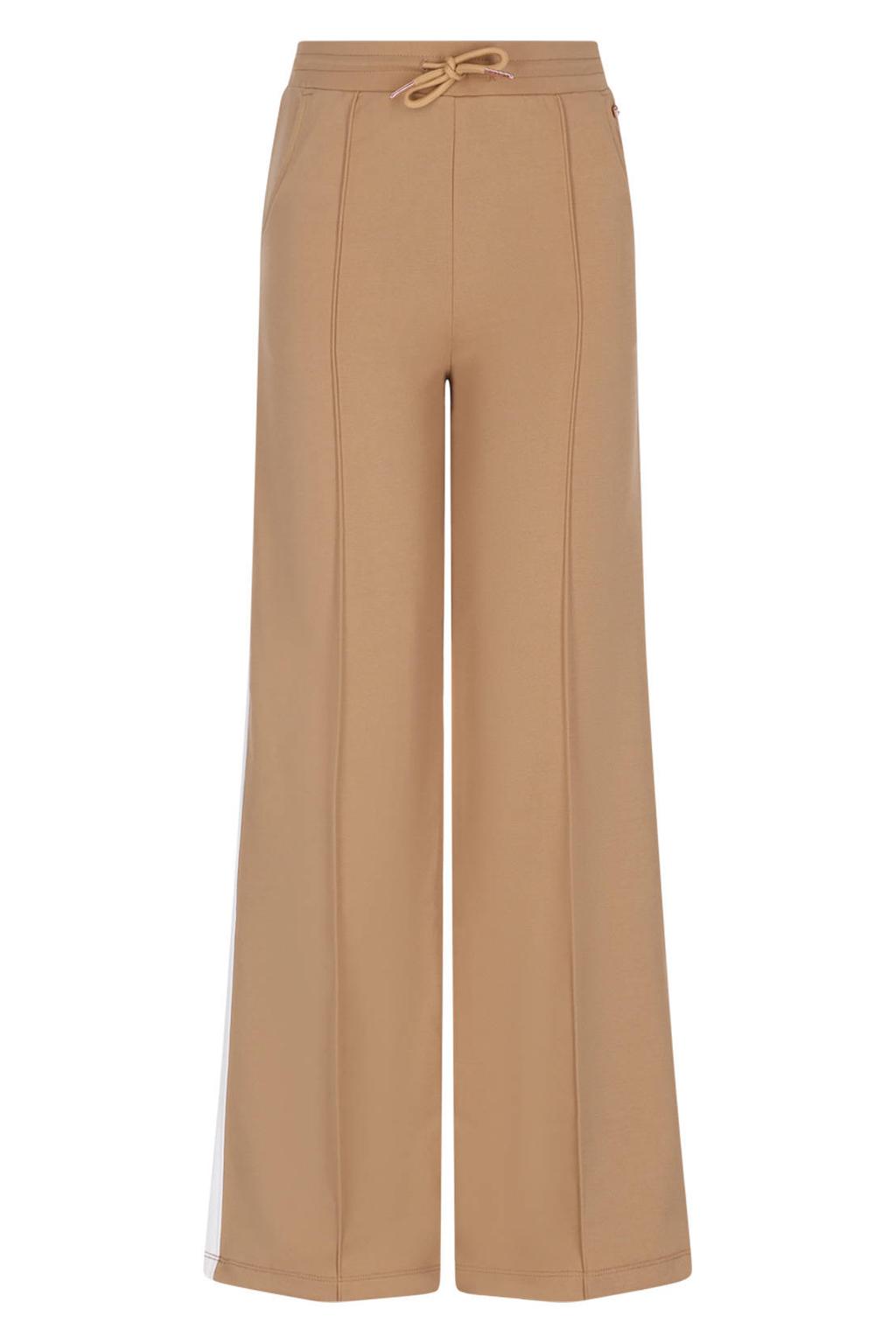 Lichtbruine meisjes NoBell’ regular casual broek van polyester met elastische tailleband met koord en effen