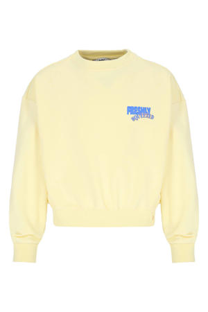 sweater met backprint lichtgeel