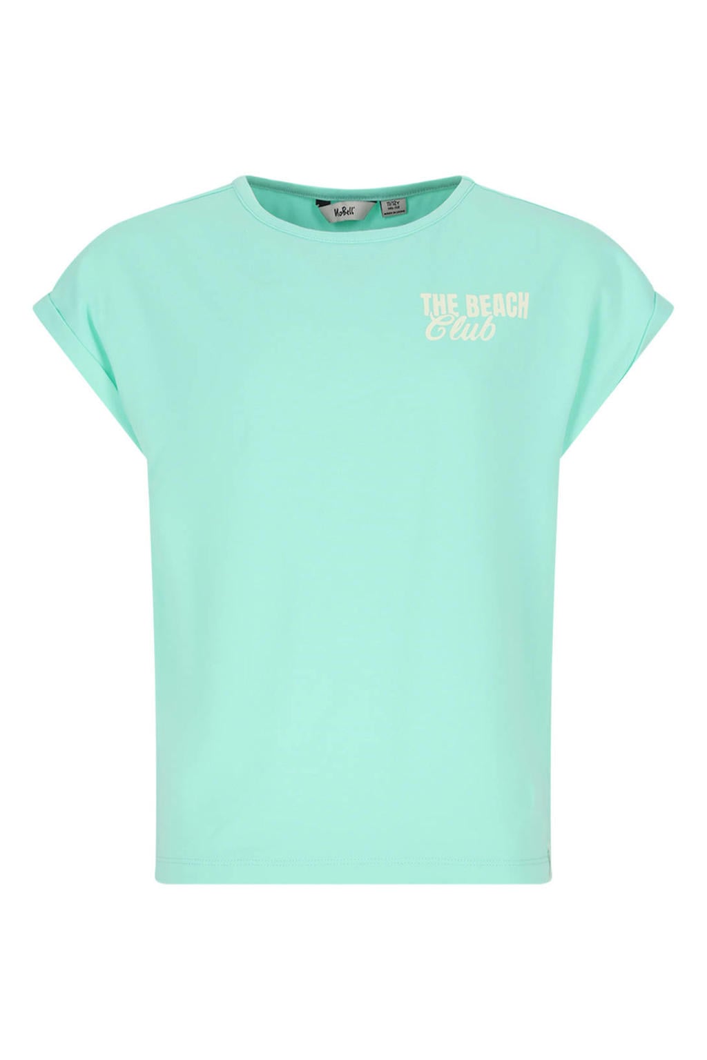 Blauwe meisjes NoBell’ T-shirt van stretchkatoen met backprint, korte mouwen en ronde hals