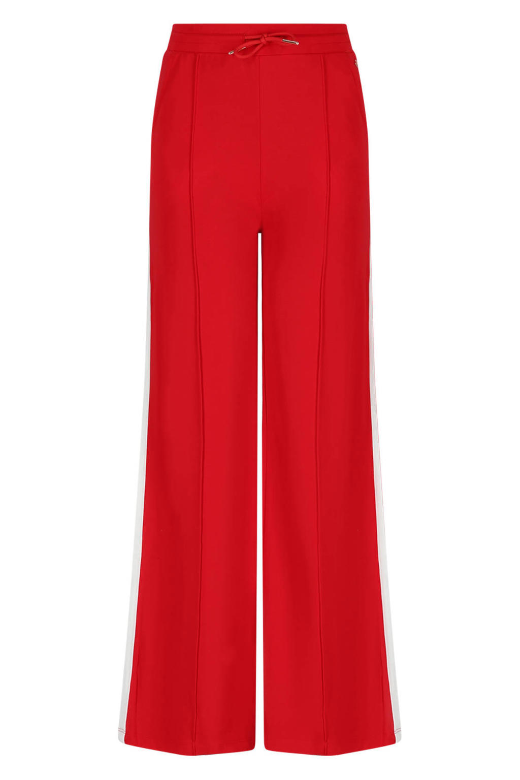 Rood en witte meisjes NoBell’ regular waist casual broek van rayon met elastische tailleband met koord en effen