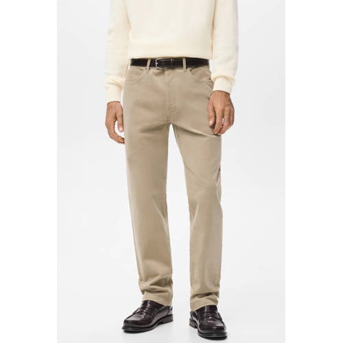 Mango Man corduroy regular casual broek lichtbruin afbeelding