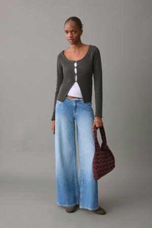 low waist wide leg jeans light blue denim