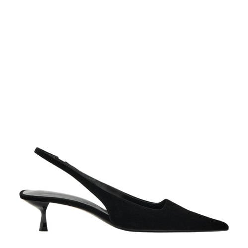 Mango fluwelen slingback pumps zwart afbeelding