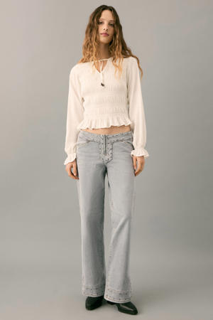low waist wide leg jeans grey denim