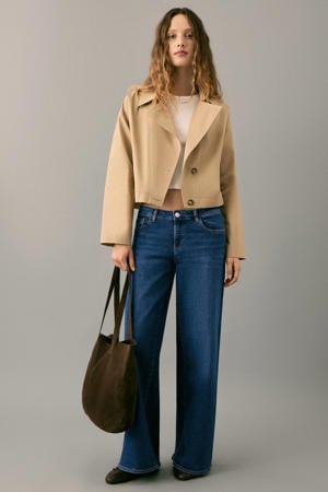 low waist wide leg jeans dark blue denim