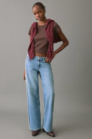 low waist straight leg jeans light blue denim