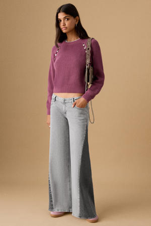 low waist wide leg jeans grey denim