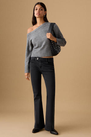 low waist flared jeans grey denim