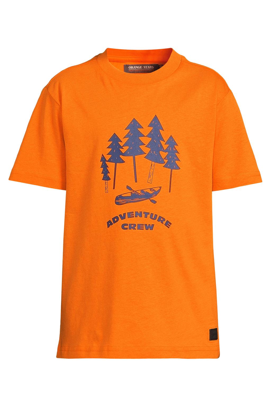 Oranje jongens Orange Stars T-shirt van katoen met printopdruk, korte mouwen en ronde hals