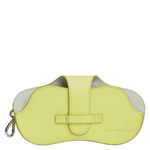 leren brillenkoker met sleutelhanger limegroen