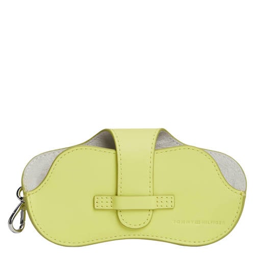 Tommy Hilfiger leren brillenkoker met sleutelhanger limegroen afbeelding