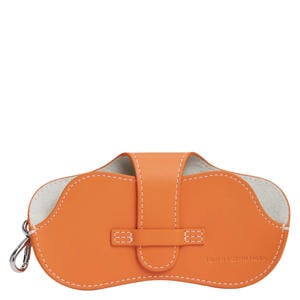 leren brillenkoker met sleutelhanger oranje