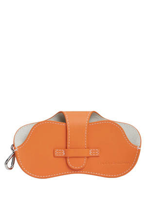 leren brillenkoker met sleutelhanger oranje