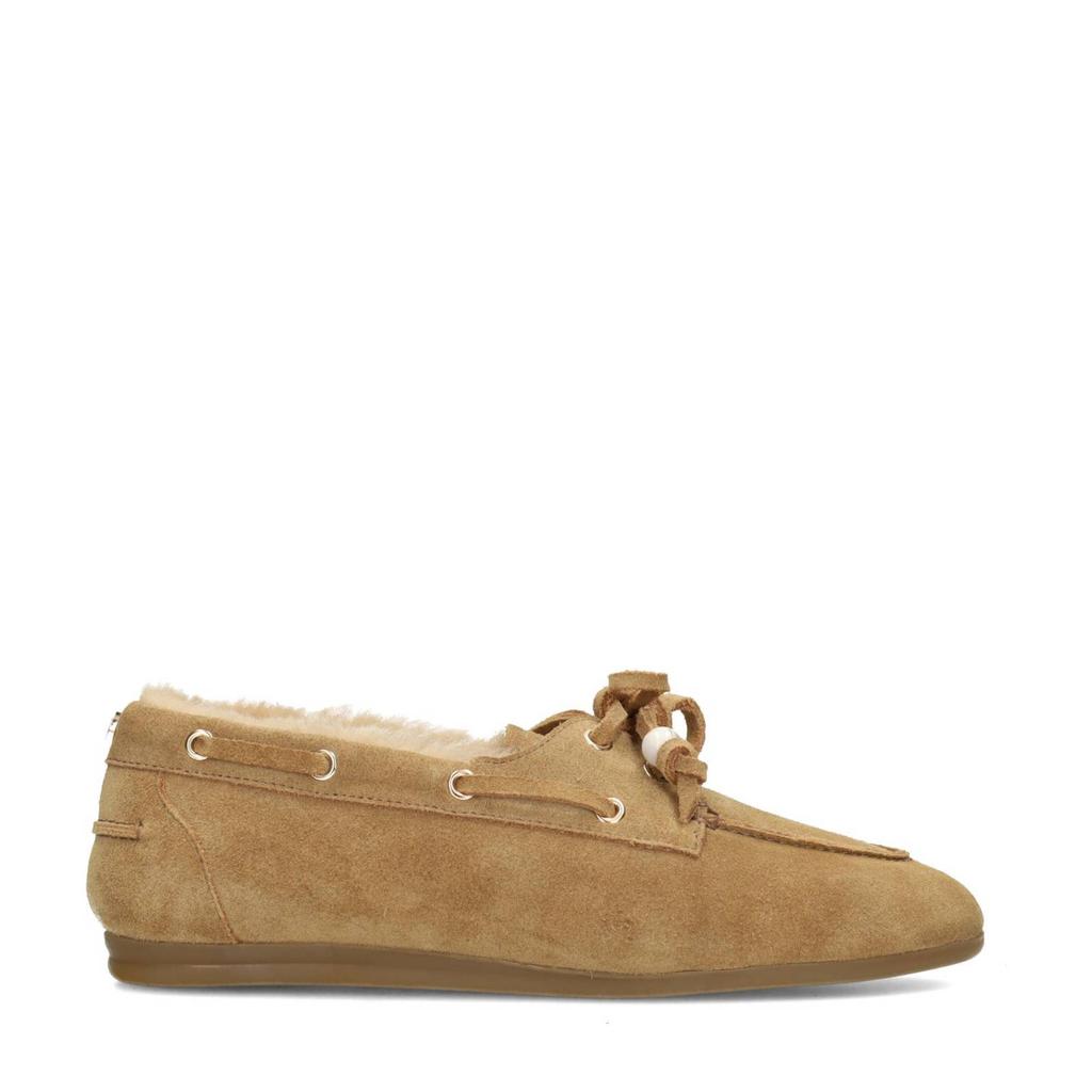 Camelkleurige dames Haboob Vita gevoerde suède bootschoenen met veters