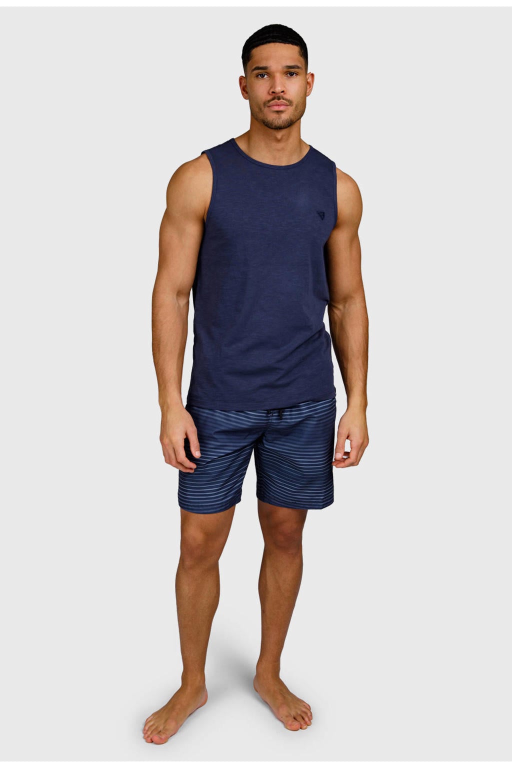 Blauwe heren Brunotti singlet van katoen met ronde hals