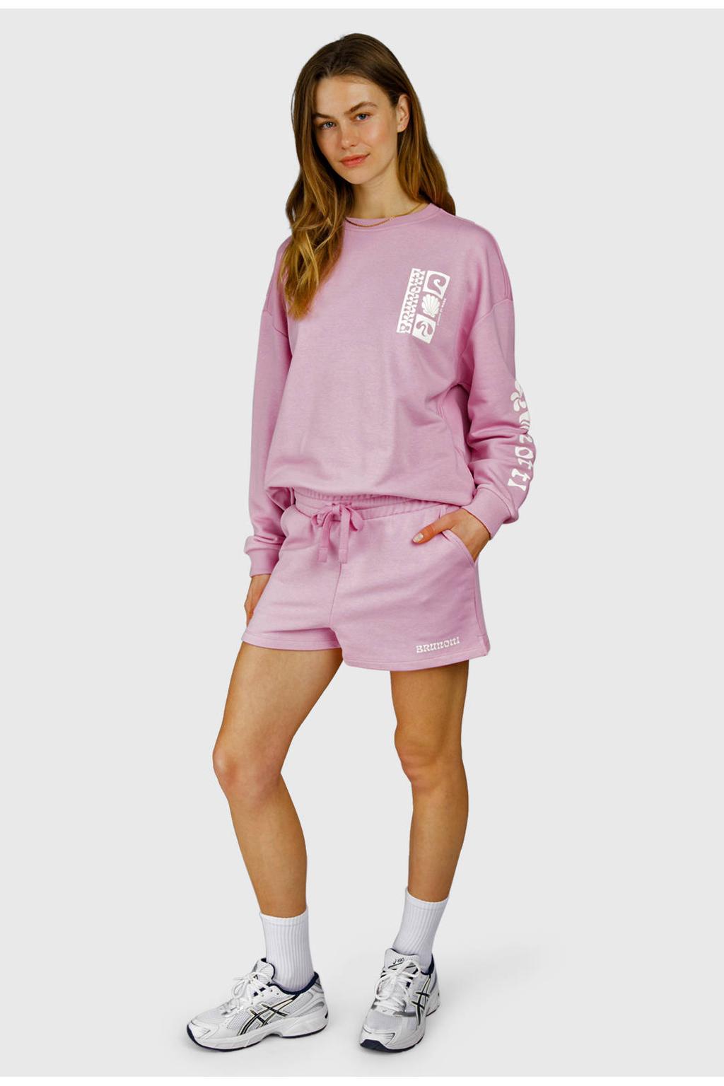 Roze dames Brunotti sweater met printopdruk, lange mouwen en ronde hals