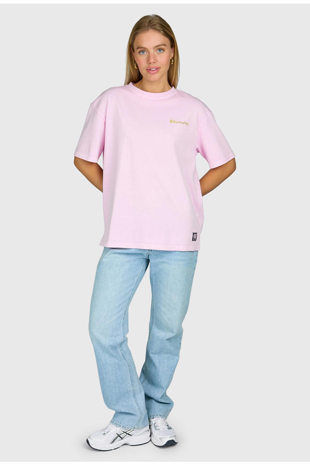 Roze dames Brunotti T-shirt van katoen met backprint, korte mouwen en ronde hals