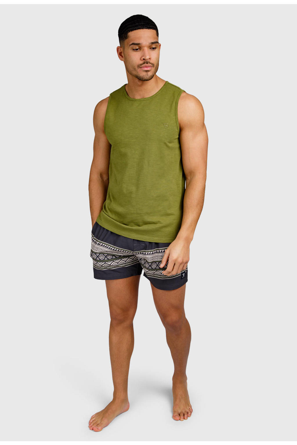 Groene heren Brunotti singlet van katoen met ronde hals