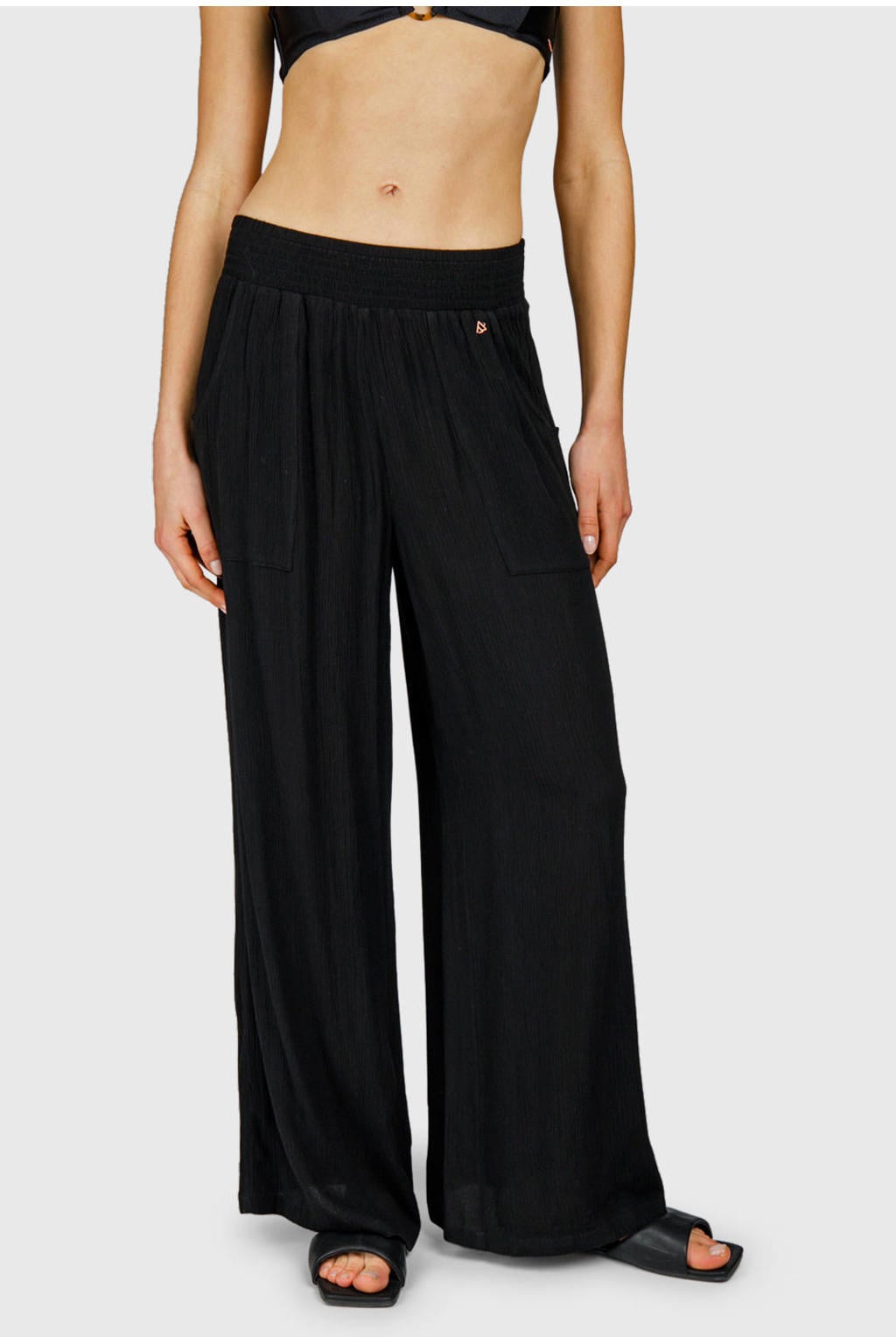 Zwarte dames Brunotti broek van katoen met regular waist en elastische tailleband