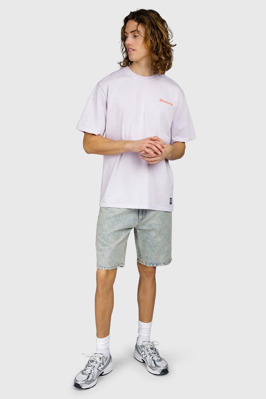 Lilakleurige heren Brunotti T-shirt van katoen met backprint, korte mouwen en ronde hals