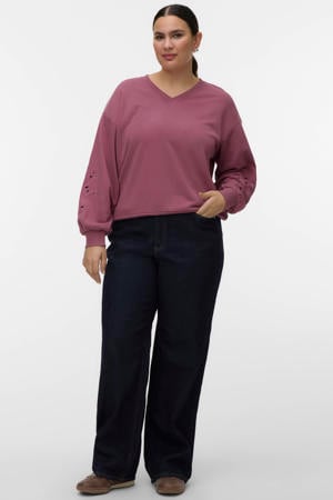 sweater roze broderie