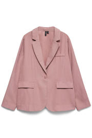 thumbnail: Roze dames VERO MODA CURVE regular blazer van polyester met effen, lange mouwen, reverskraag en knoopsluiting