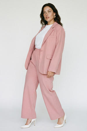 wide leg regular waist casual broek lichtroze