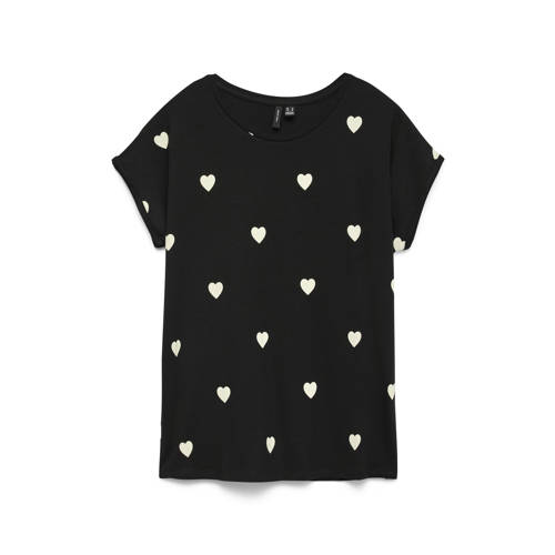 VERO MODA CURVE top met hartjes zwart afbeelding