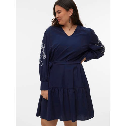 VERO MODA CURVE mini jurk broderie blauw afbeelding