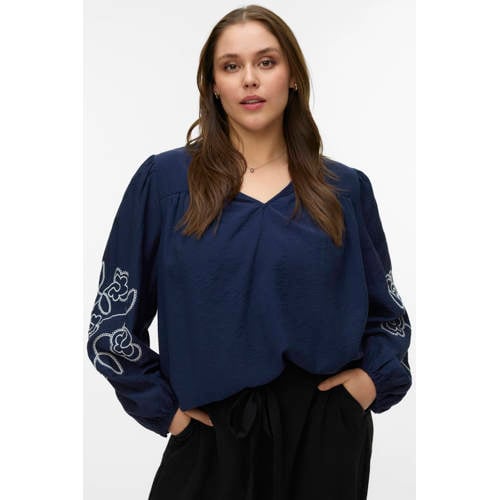 VERO MODA CURVE top blauw broderie afbeelding