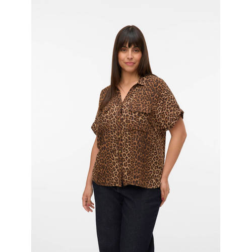 VERO MODA CURVE blouse met panterprint bruin afbeelding