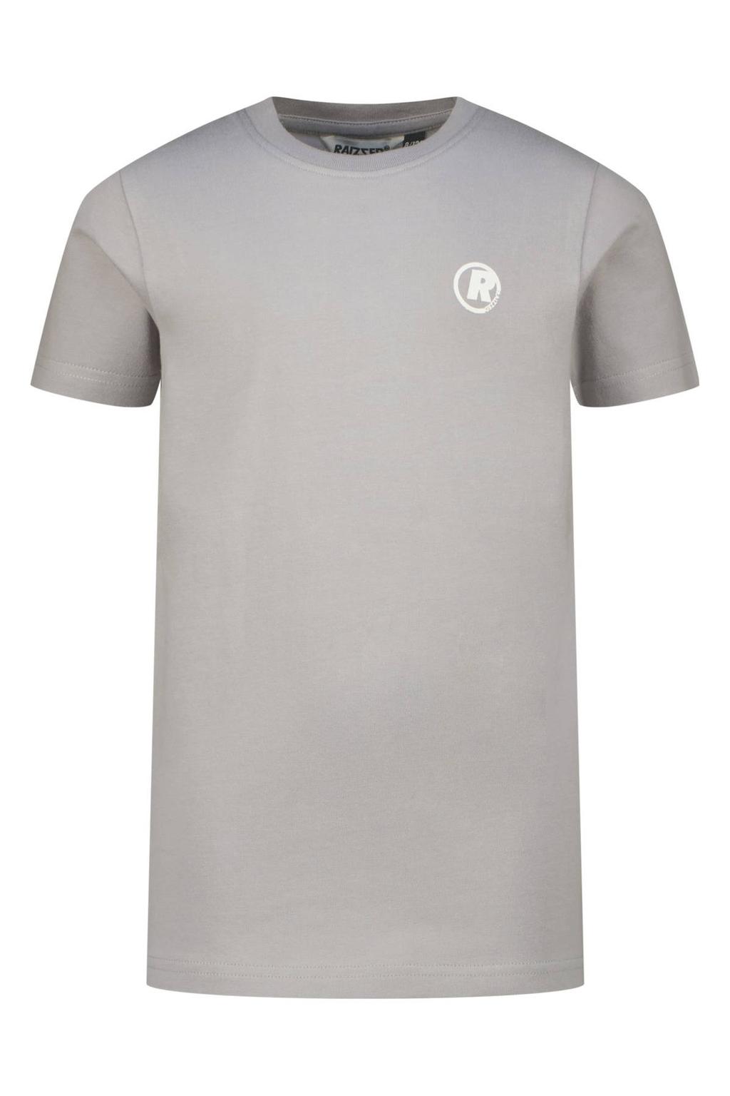 Grijze jongens Raizzed T-shirt van katoen met backprint, korte mouwen en ronde hals