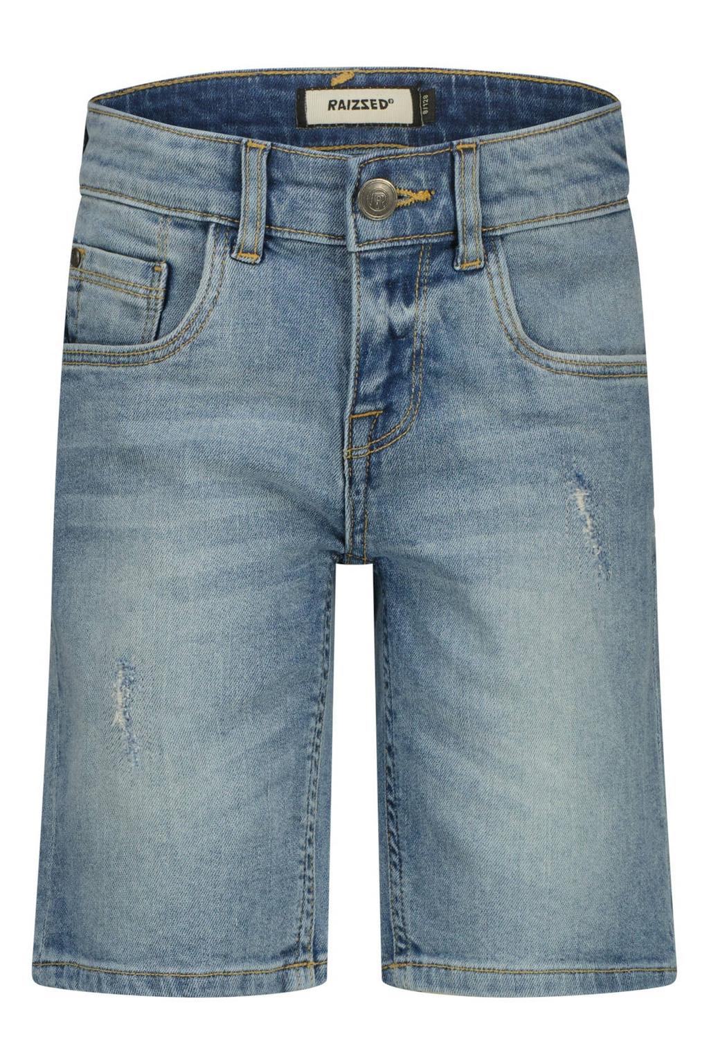 Light blue denim jongens Raizzed regular waist short van denim met rits- en knoopsluiting en effen