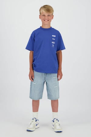 regular waist short light blue denim