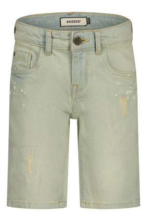 regular waist short light blue denim