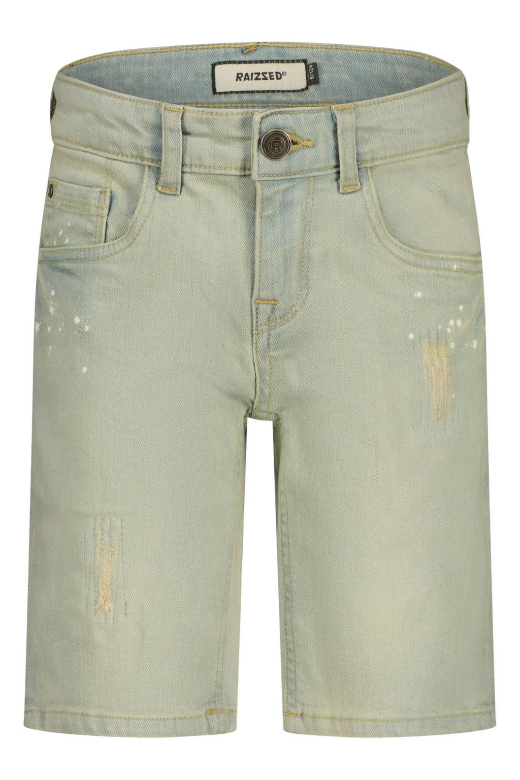 Light blue denim jongens Raizzed regular waist short van denim met rits- en knoopsluiting en effen