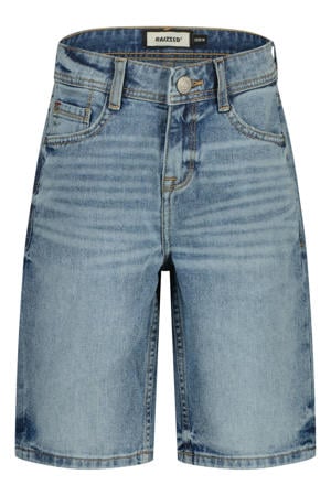 regular waist short light blue denim