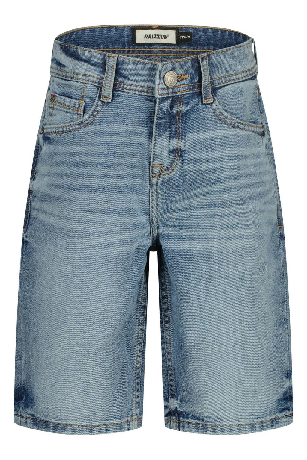 Light blue denim jongens Raizzed regular waist short van denim met rits- en knoopsluiting en effen
