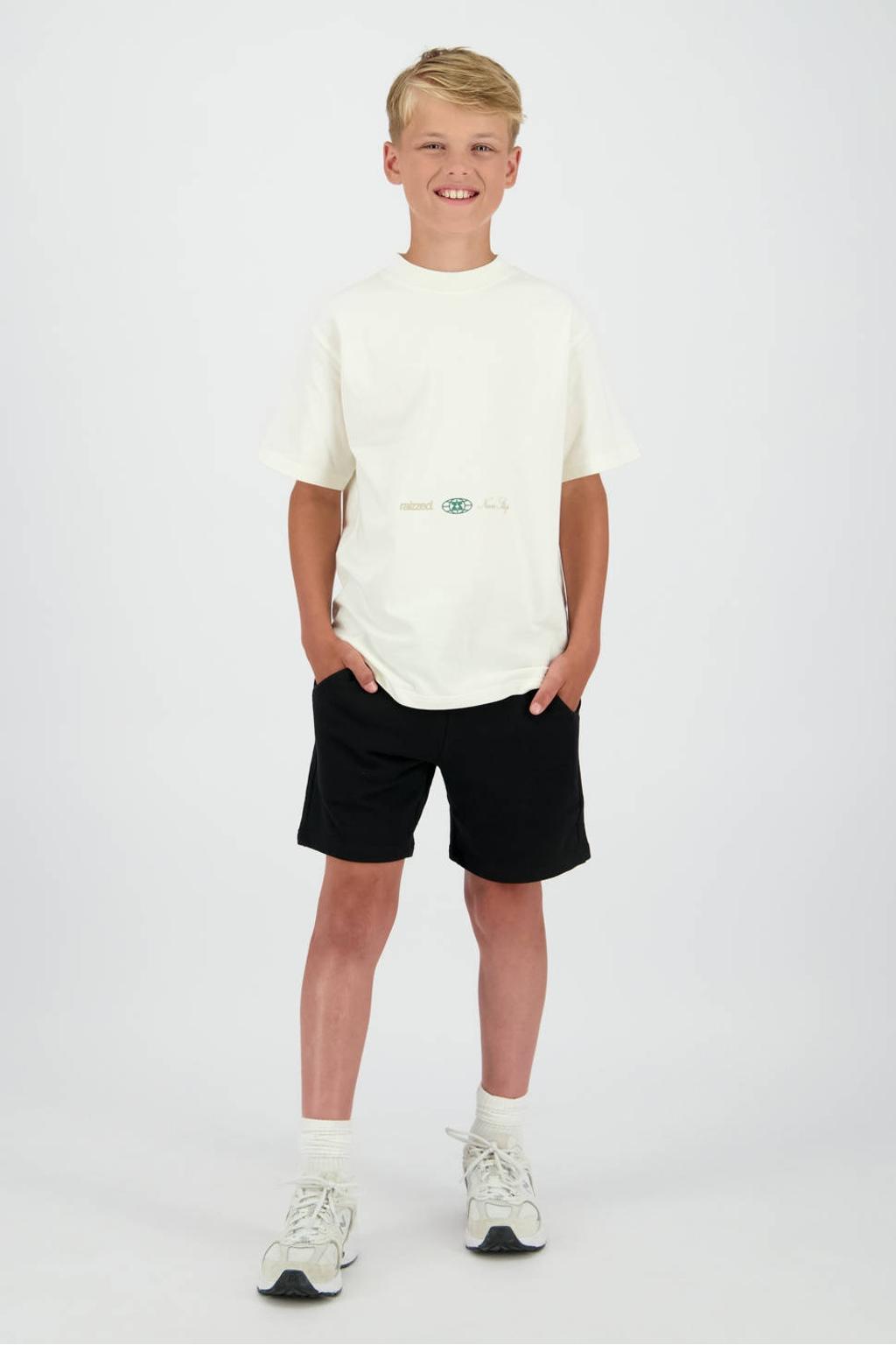 Zwarte jongens Raizzed relaxed regular waist sweatshort met elastische tailleband met koord en effen