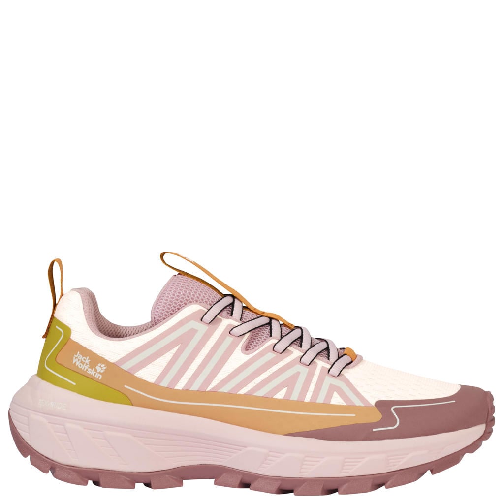 Roze en gele dames Jack Wolfskin Wild Hike mesh outdoor schoenen Low van mesh-pu/voering: mesh/voetbed: eva met veters